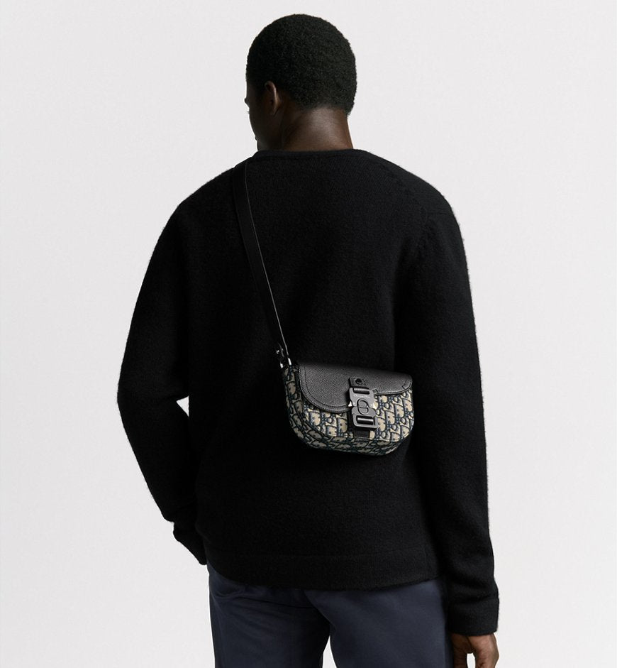 Mini sac Messenger Ă rabat Saddle Noir et Beige
