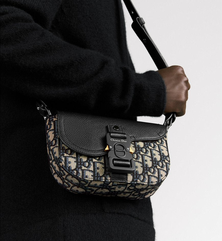 Mini sac Messenger Ă rabat Saddle Noir et Beige