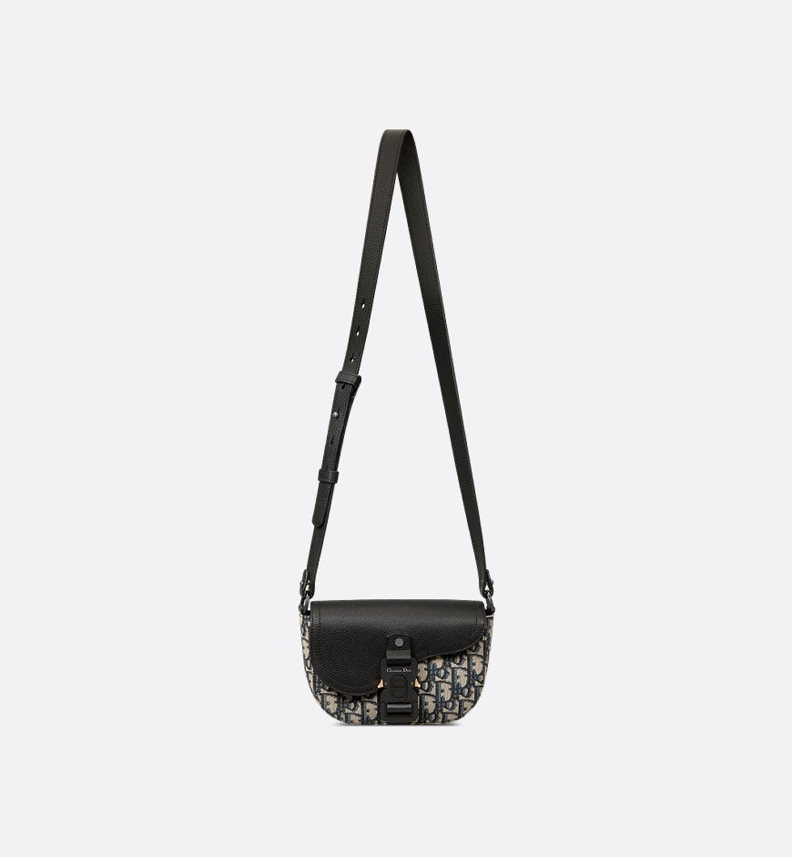 Mini sac Messenger Ă rabat Saddle Noir et Beige
