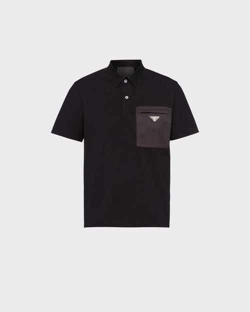 Polo en coton extensible avec détails en Re-Nylon