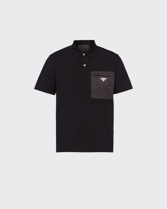 Polo en coton extensible avec détails en Re-Nylon