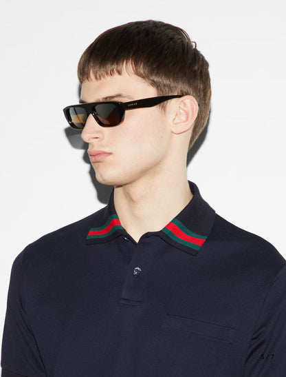 Polo en coton avec bande Web