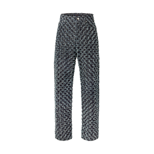 Pantalon droit à Monogram floqué en denim